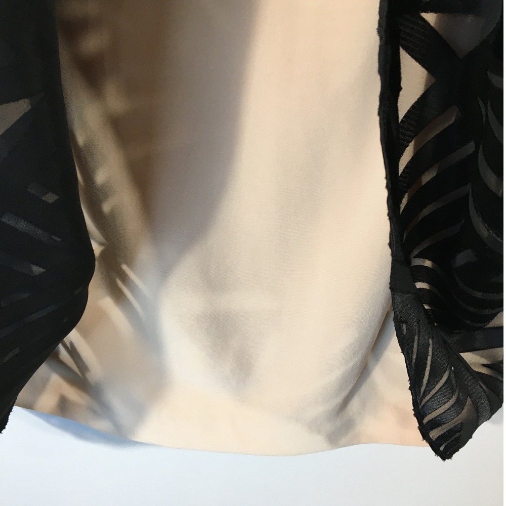 Vince Camuto Black‎ Geometric Burnout Overlay Sheer Mock Neck Cocktail Dress 10 - Picture 5 of 11